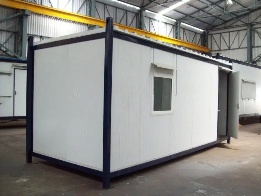 Portable cabins being built at the Siddhi Infra factory