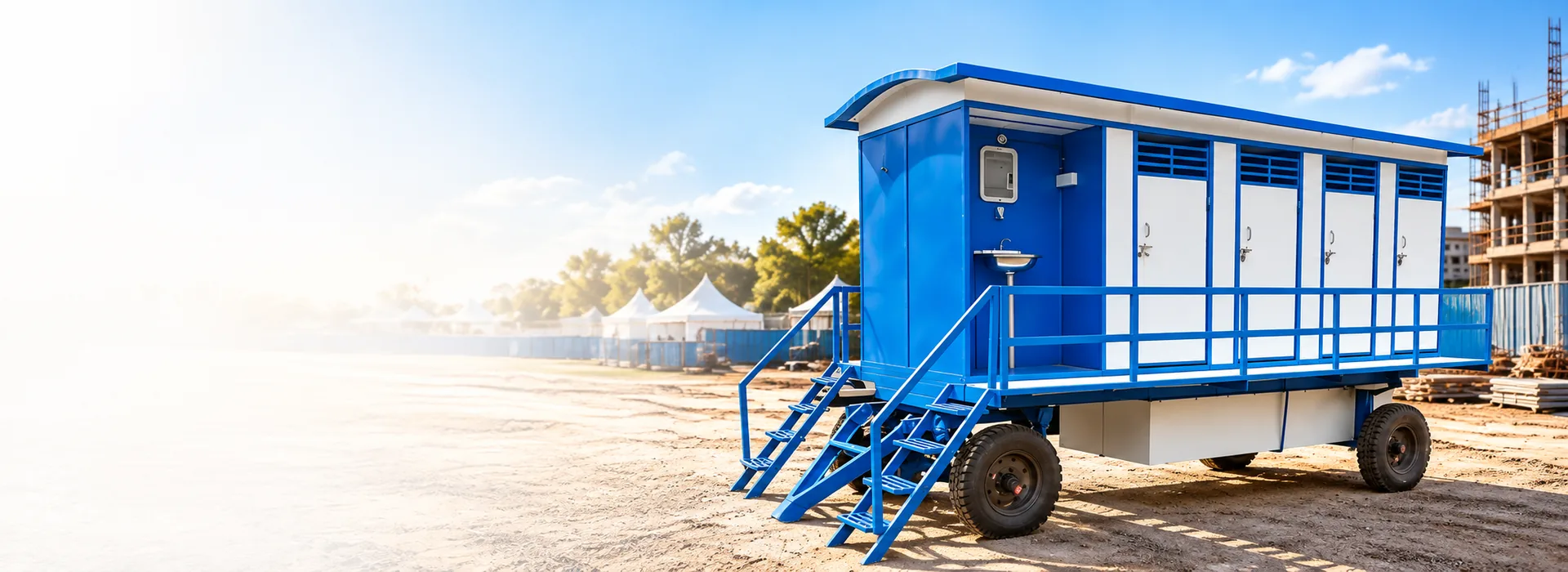 Multi-seat mobile toilet van on a trailer by Siddhi Infra